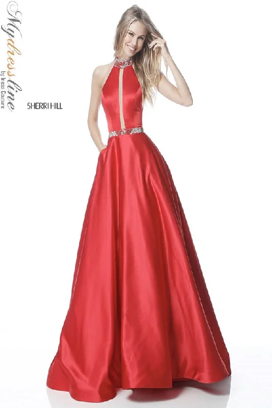 Formal dresses with pleated yokes and button - up fronts for a classic and refined lookSherri Hill 51589