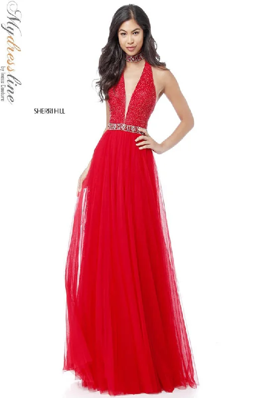 Formal dresses with asymmetric ruffled hems and high - low designs for a fashion - forward and dynamic appearanceSherri Hill 51637
