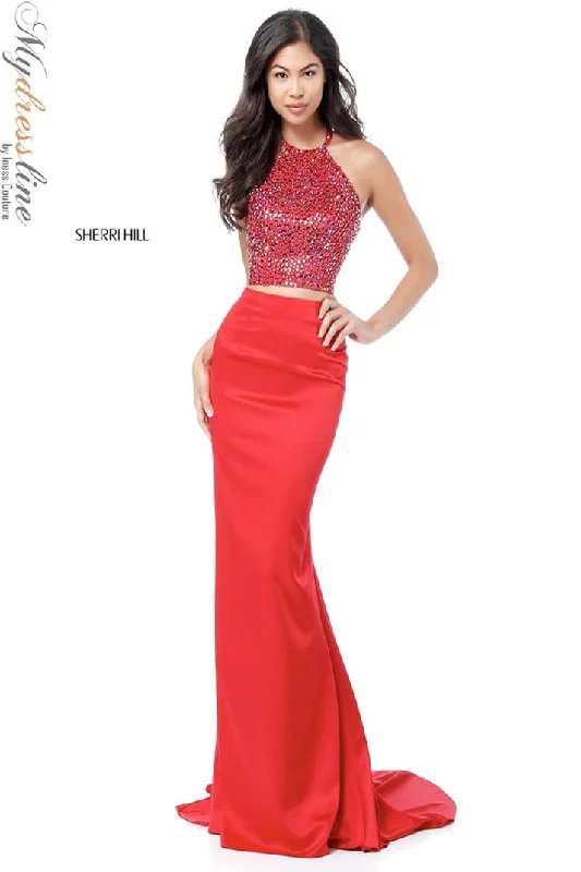 Formal dresses with wrap - around styles and beaded belts for a customized fitSherri Hill 51647