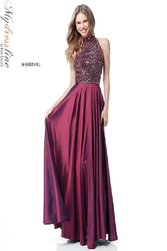 Formal dresses with abstract print panels and rhinestone embellishments for a unique formal eventSherri Hill 51690