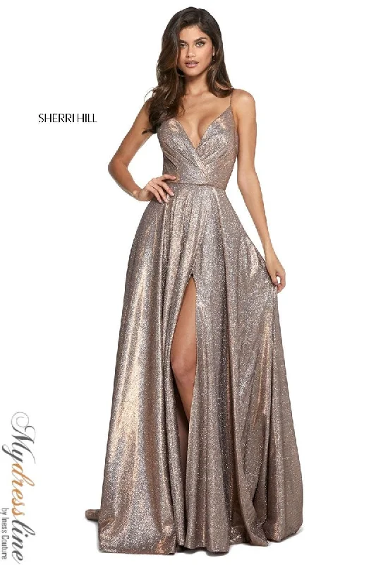 Sequined formal dresses with open backs for a sexy prom styleSherri Hill 52977