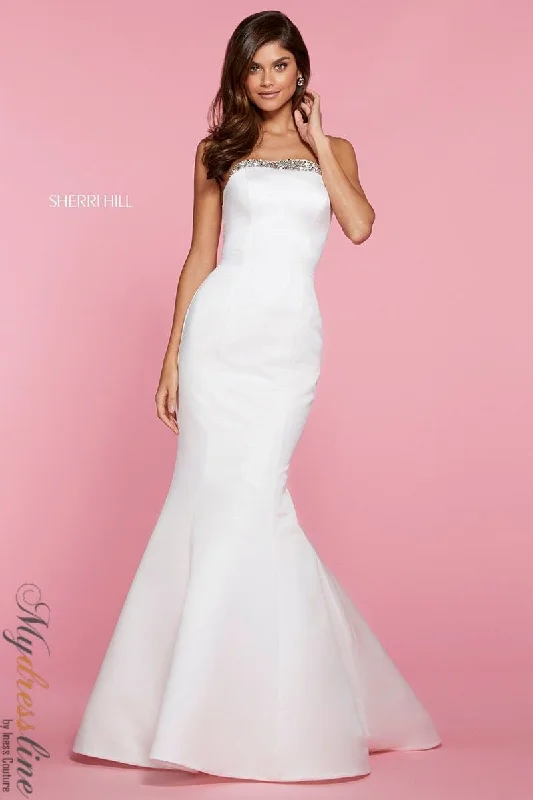 Prom dresses with ruched bodices and organza sleeves for a romantic lookSherri Hill 53321
