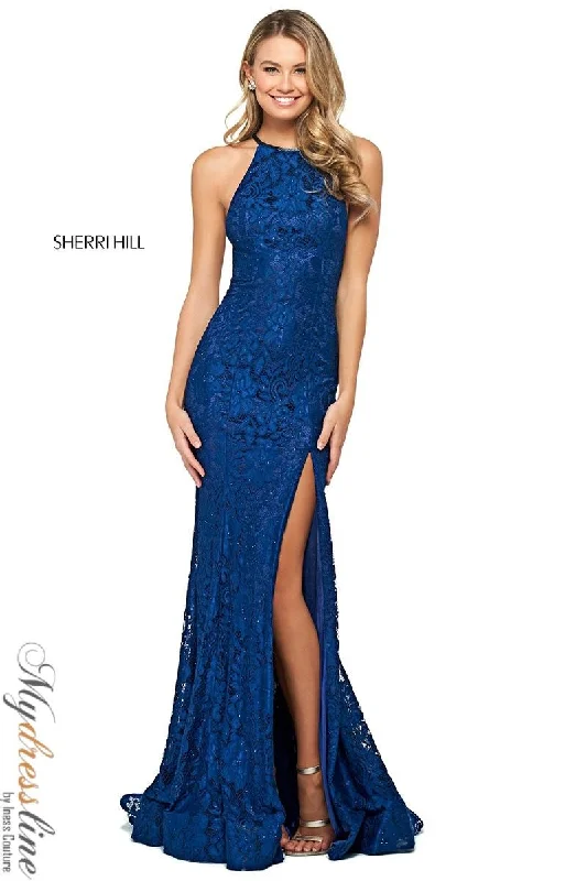 Formal dresses with pleated yokes and button - up fronts for a classic and refined lookSherri Hill 53361