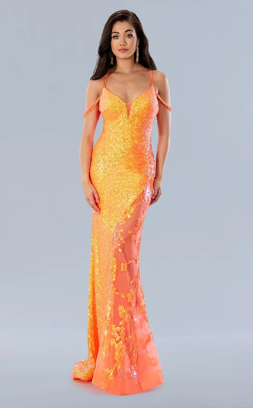 Long - sleeved formal dresses in velvet for a winter formal eventStella Couture 24153 Dress