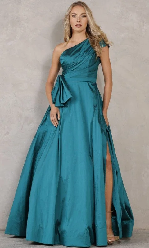 Prom dresses with tiered lace skirts and off - the - shoulder necklines for a feminine and elegant formal affairTerani Couture 2021E2779 - Asymmetrical Long Gown