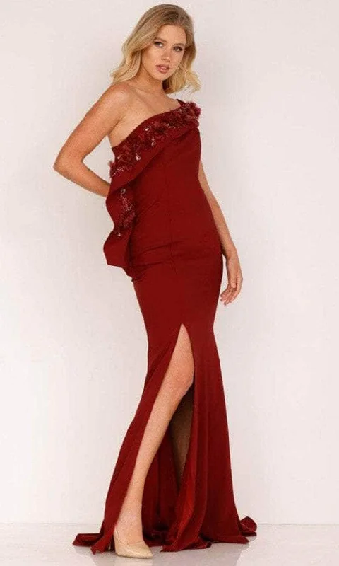 Sleeveless formal dresses with sequined straps and a - line skirts for a classic formal eventTerani Couture 2021E2824 - Embellished Asymmetric Evening Gown