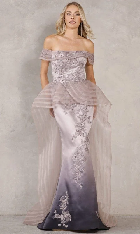 Formal dresses with button - front designs and tulle skirts for a charming prom styleTerani Couture 2111E4746 - Off-shoulder Formal Gown
