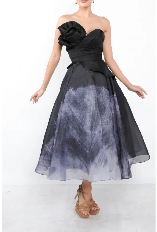 Maxi dresses with balloon sleeves for a vintage - inspired style Maxi dresses with balloon sleeves for a vintage - inspired style Terani Couture 242C3011 A Line Ombre Formal Prom Dress