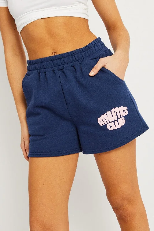 Plus Size Women Shorts with a Comfortable and Stylish FitBlue Track Shorts High Rise Elastic Waist Plus Size Women Shorts with a Comfortable and Stylish FitBlue Track Shorts High Rise Elastic Waist