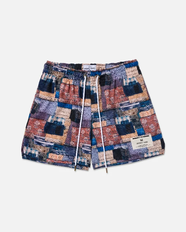Elastic Waist Women Shorts for Easy Wear and ComfortBORO - BROWN/BLUE