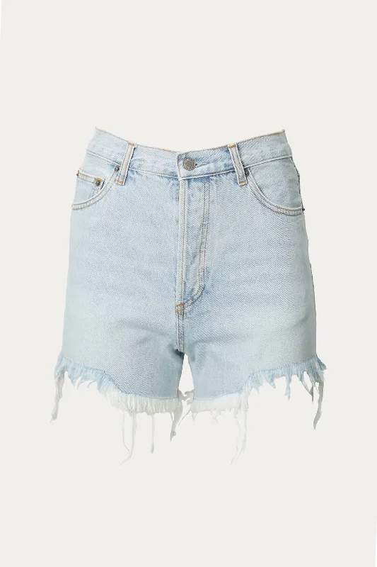 Plus Size Women Shorts with a Comfortable and Stylish FitDistressed Frayed High-Rise Denim Shorts In Light Blue