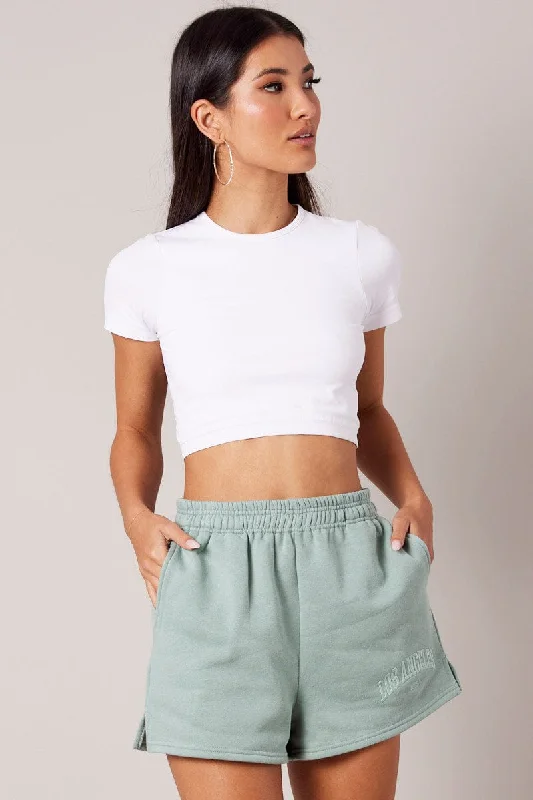 Denim Women Shorts with Distressed Details for a Casual VibeGreen Track Shorts High Rise Denim Women Shorts with Distressed Details for a Casual VibeGreen Track Shorts High Rise