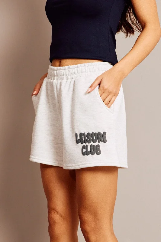 High - Waisted Women Shorts for a Retro and Flattering LookGrey Track Shorts High Rise Elastic Waist