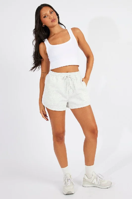 Bermuda Women Shorts for a Classic and Sophisticated LookGrey Track Shorts High Rise Elastic Waist