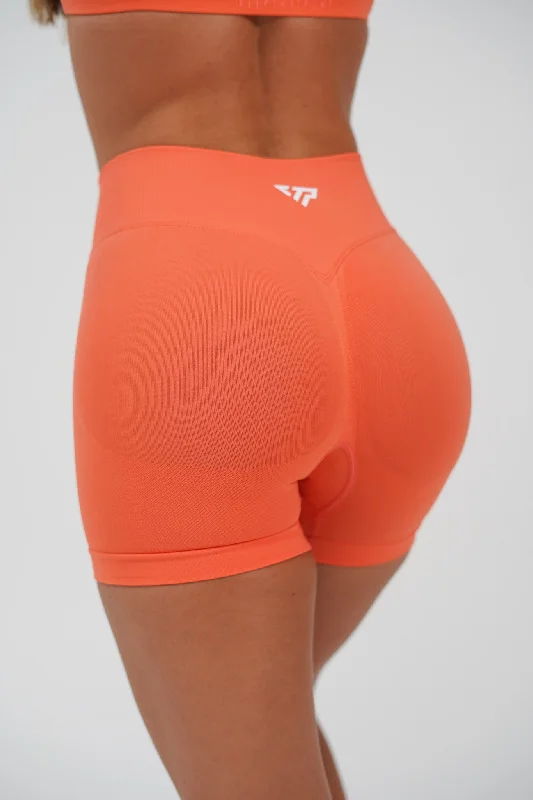 Linen Women Shorts for Breathable Comfort in Hot WeatherRECOIL SCRUNCH SHORTS - TAHITI ORANGE