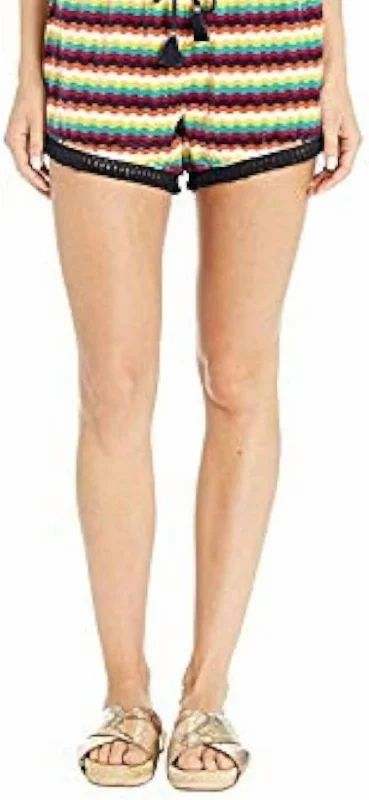 Patterned Geometric Women Shorts for a Modern AppealRic Rac Striped Cotton Velour Shorts In Multi