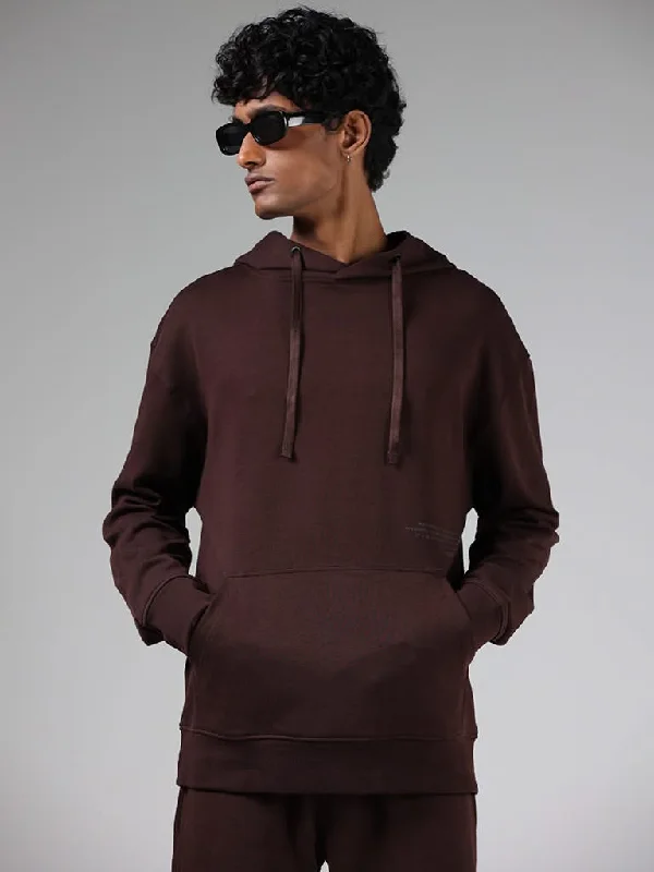 Ruffled Hem Women Shorts to Add a Feminine TouchStudiofit Dark Brown Relaxed-Fit Hoodie Sweatshirt
