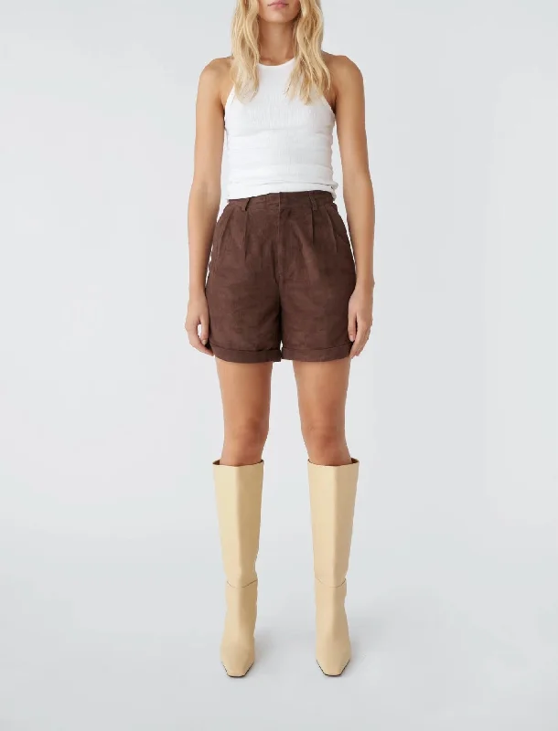 Belted Women Shorts to Enhance the WaistlineSuzy Suede Shorts In Brown