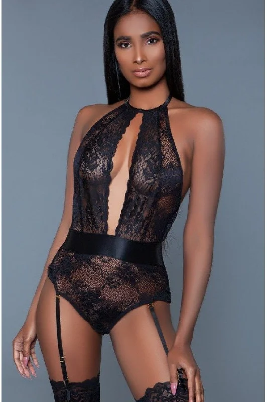 Neon Bodysuits to Stand Out at PartiesSatin Trimmed Floral Lace Bodysuit