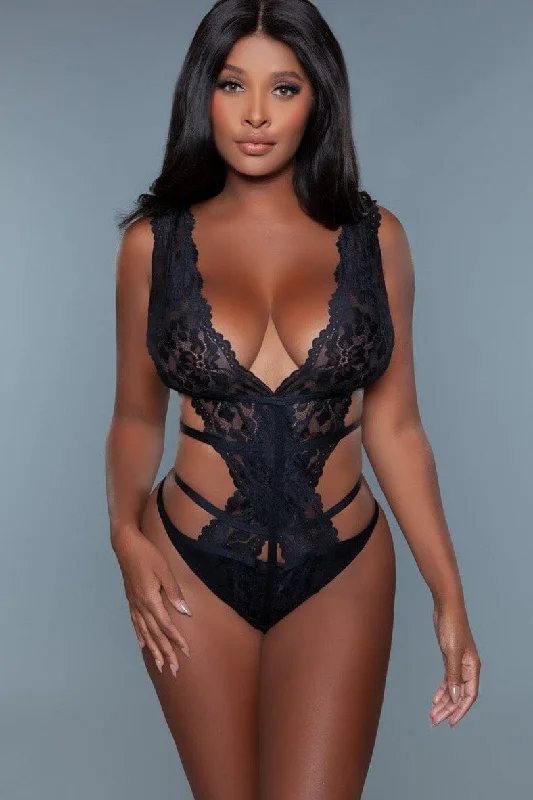 Long - Sleeve Bodysuits for Cold Weather LayeringPlunging Neck Bodysuit With Strappy Design