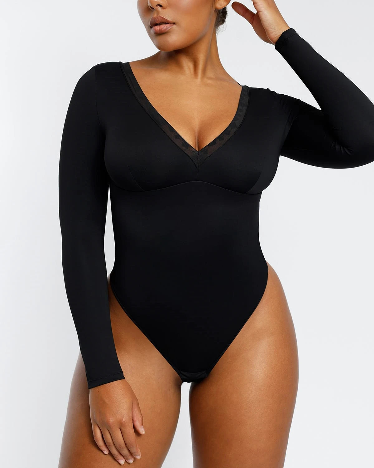 Thermal Bodysuits for Extra Warmth in WinterAirSlim® Lace Trim Deep V-Neck Bodysuit