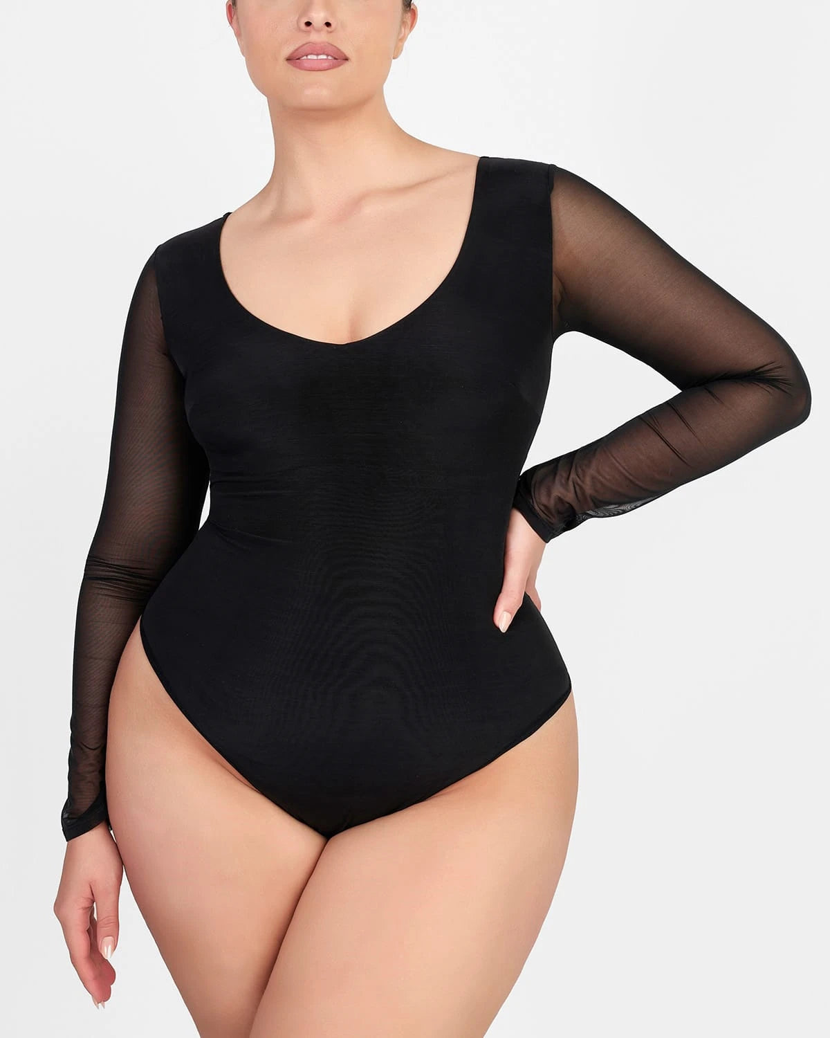 Button - Front Bodysuits with a Classic and Timeless AppealAirSlim® See-Through Mesh Smoothing Bodysuit