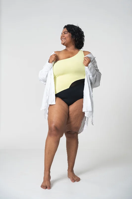 Plus size honeymoon swimsuits for curvy bridesBare Swimsuit: Yellow