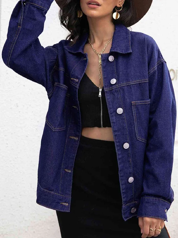 Patchwork Denim Top with a Unique and Artistic AppealButtoned Denim Jacket