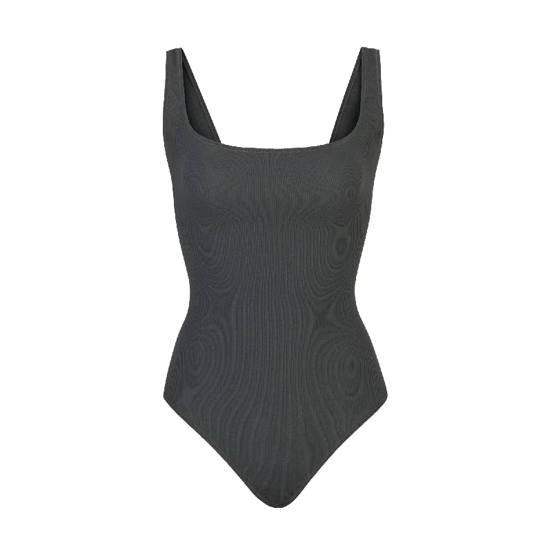 Ruffled Bodysuits with a Playful and Feminine TouchCOTTON RIB BODYSUIT | DEEP SEA