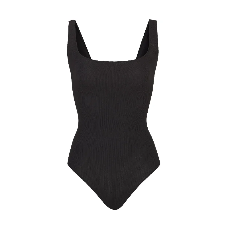 Mesh Bodysuits for a Bold and Edgy Fashion StatementCOTTON RIB BODYSUIT | SOOT