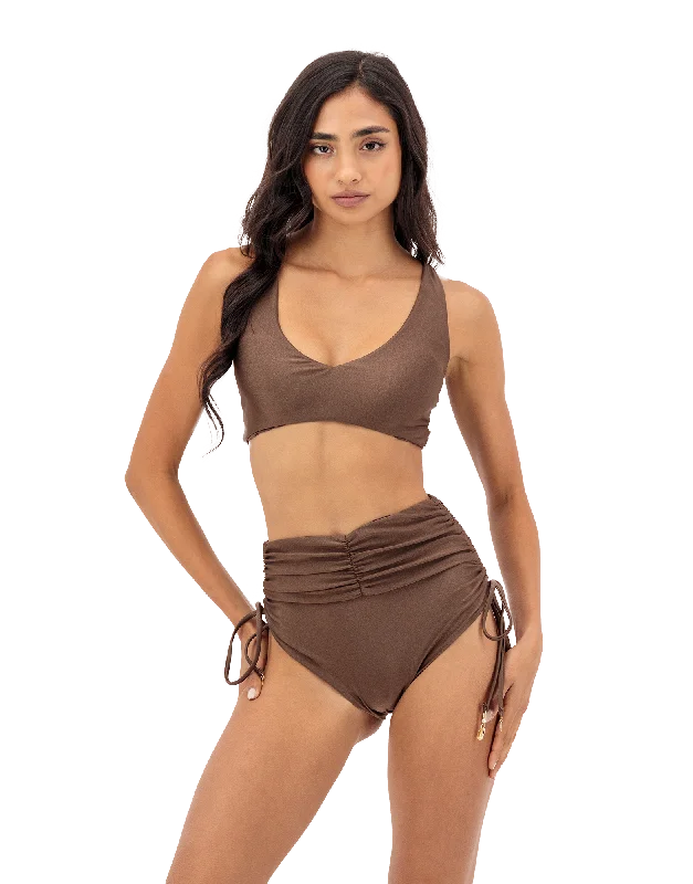 Sustainable bikini made from recycled materials for eco - conscious beachgoersFaye Bikini Bottom | Brown