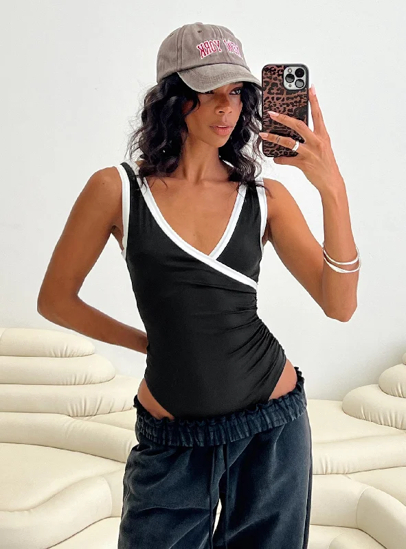 Crop Bodysuits to Pair with High - Waisted BottomsFiorah Bodysuit Black / White