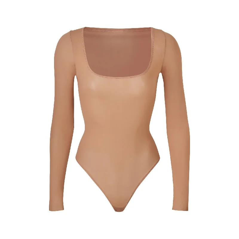 Button - Front Bodysuits with a Classic and Timeless AppealJELLY SHEER LONG SLEEVE BODYSUIT | SIENNA