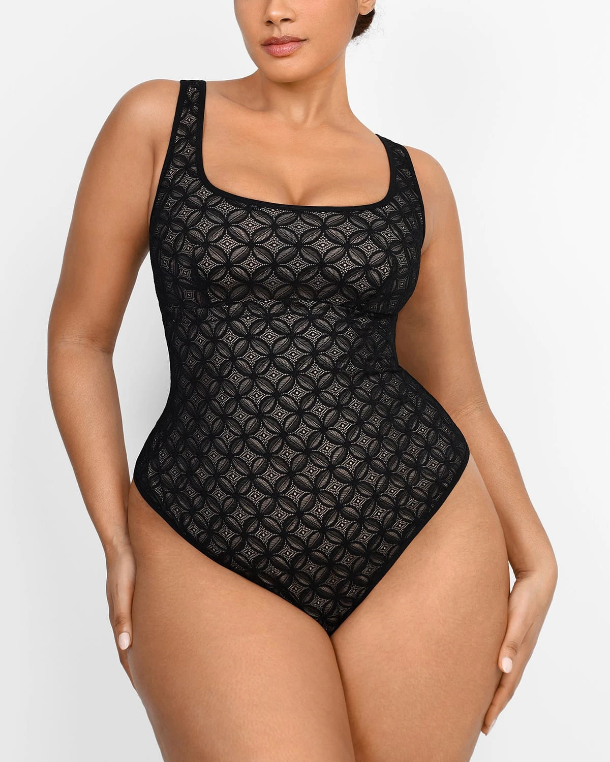 High - Neck Bodysuits for a Modest and Sophisticated LookLace Glamour Geometric Sculpting Bodysuit