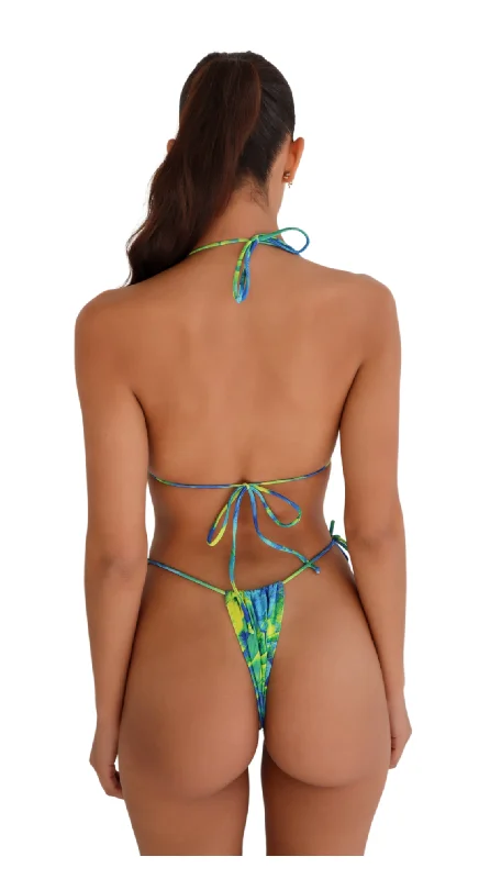Push - up bikini top to enhance the bust for a confident beach appearanceENITA MICRO STRING BOTTOM - BLUE GREEN