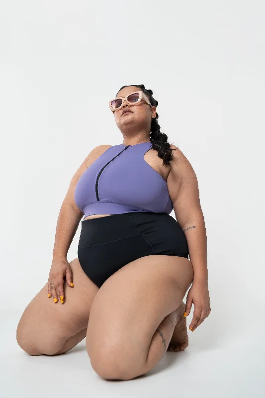 Plus size swimwear with metallic accentsPocket Swim Bottom: Black