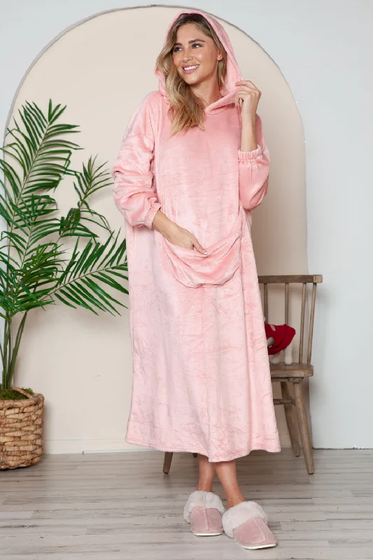 Plus - Size Bodysuits with a Comfortable and Flattering FitPocketed Hooded Midi Lounge Dress