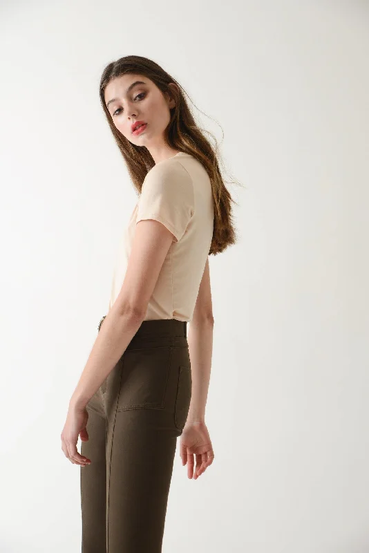 High - Neck Bodysuits for a Modest and Sophisticated LookRINA Body - Almond