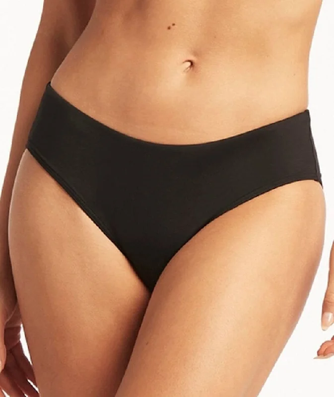 Sustainable bikini made from recycled materials for eco - conscious beachgoersSea Level Eco Essentials Mid Bikini Brief - Black Sustainable bikini made from recycled materials for eco - conscious beachgoersSea Level Eco Essentials Mid Bikini Brief - Black
