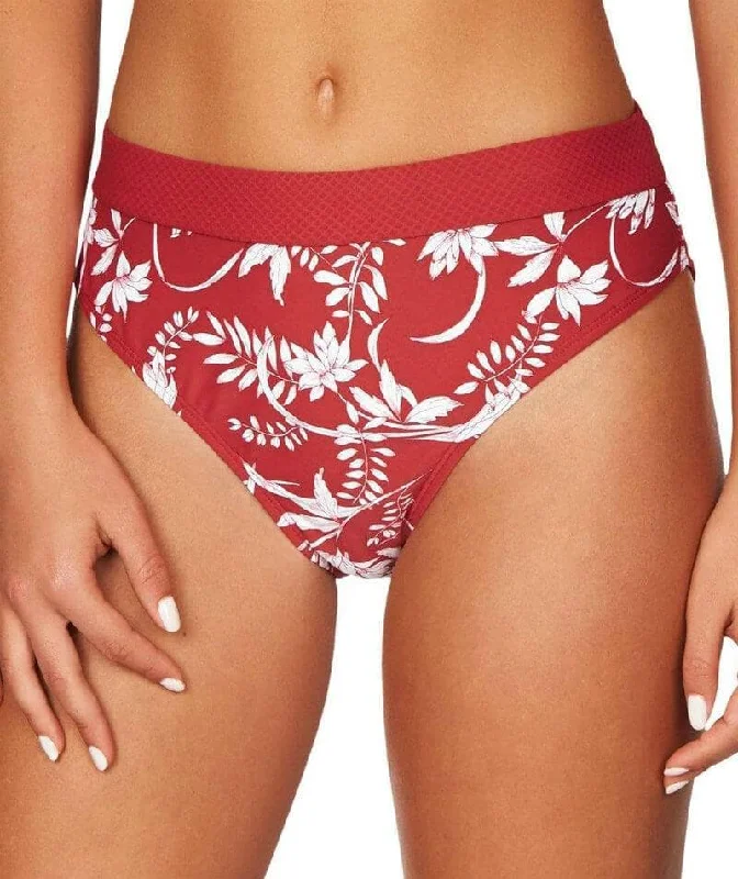 Tropical - themed bikini for a vacation - ready beach outfitSea Level Maui Mid Band High Leg Bikini Brief - Paprika