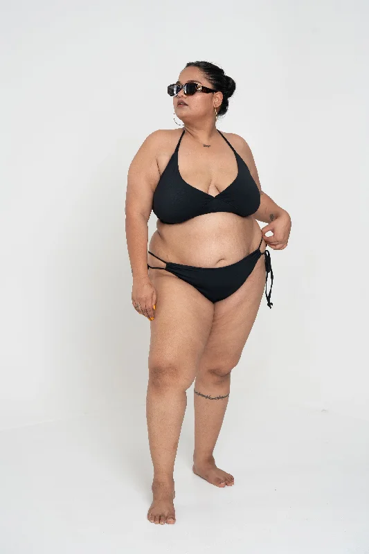 Plus size swimdresses with built-in shortsString Fling Bikini Bottom: Black