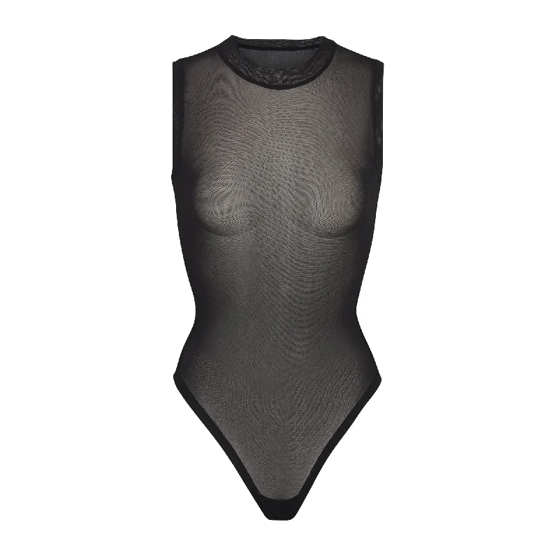 Thermal Bodysuits for Extra Warmth in WinterSUMMER MESH MOCK NECK BODYSUIT | ONYX