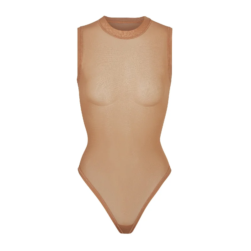 Thermal Bodysuits for Extra Warmth in WinterSUMMER MESH MOCK NECK BODYSUIT | SIENNA