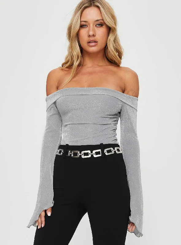 Maternity Bodysuits for Expecting Mothers' ComfortTullo Off The Shoulder Bodysuit Grey