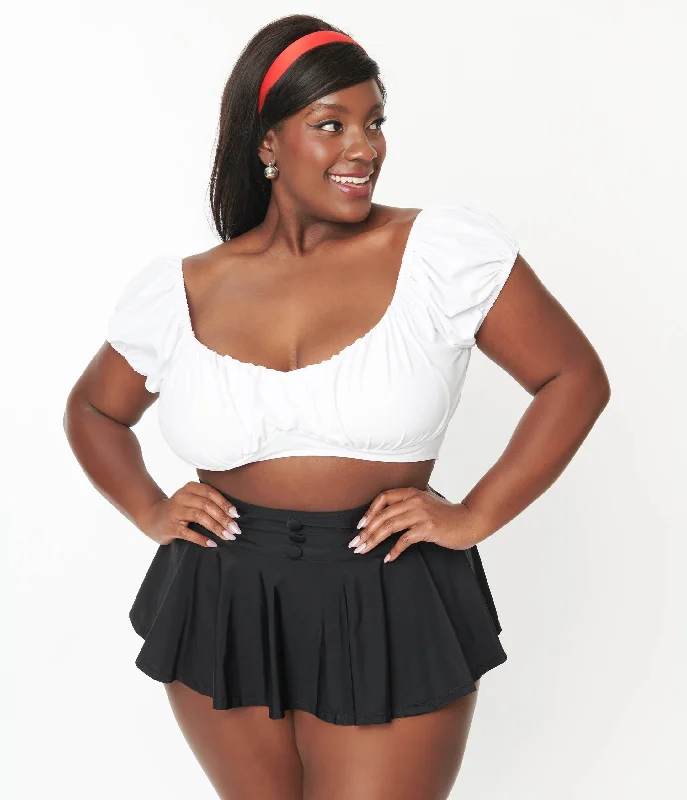 Plus size swimsuits for family beach tripsUnique Vintage Plus Size Black High Waist Swim Skirt