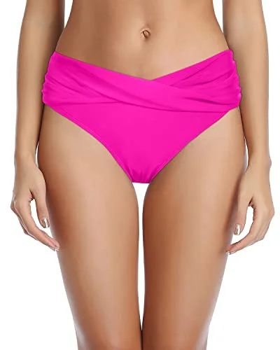 String bikini for a minimalistic and sexy beach styleWomen's Tummy Control V Cut Swimsuit Bottoms-Neon Pink